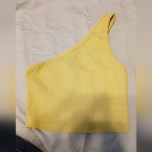 American Eagle Outfitters Yellow/Neon Green One-Shoulder Top